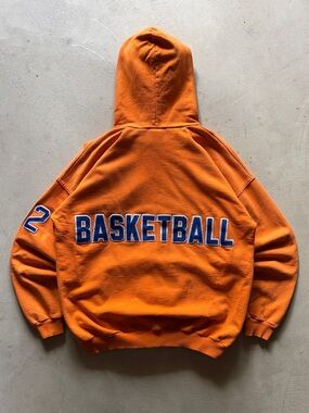 vintage 90s king basketball team orange boxy hoodie